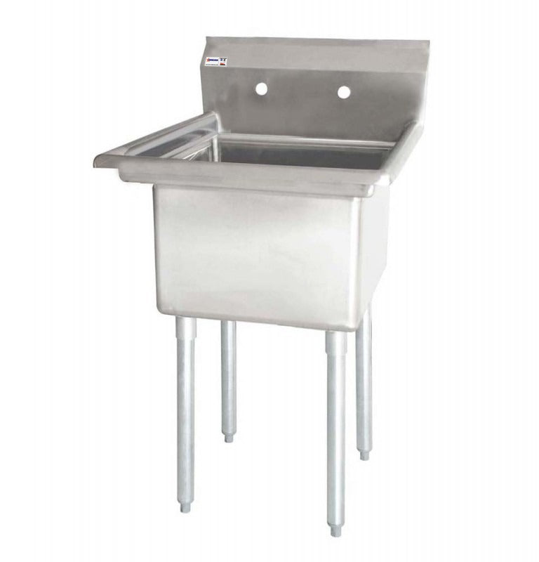 Omcan 22118 29 In. One Compartment Pot Sink, 24 x 24 x 14 In. Bowl, Corner Drain, Drain Guard