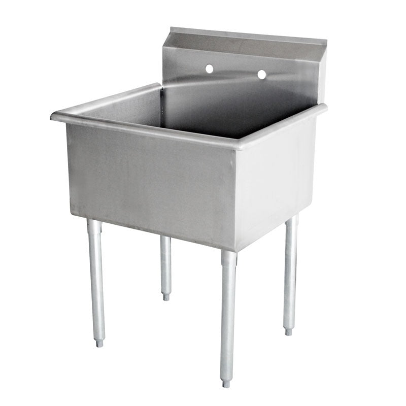 Omcan 22121 21 In. One Compartment Budget Sink, 18 x 18 x 13 In. Bowl, Center Drain, Drain Basket