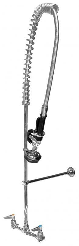 Omcan 22123 Wall Mount Pre-Rinse Assembly, 8 In. Centers, 20 In. Riser, 44 In. Flexible Hose