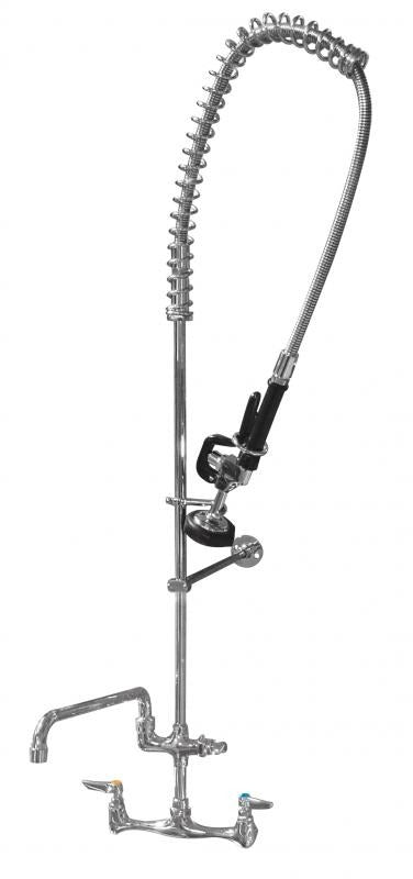Omcan 22124 Wall Mount Pre-Rinse Assembly with 12-1/2 In. Add-On Swing Faucet, 8 In. Centers
