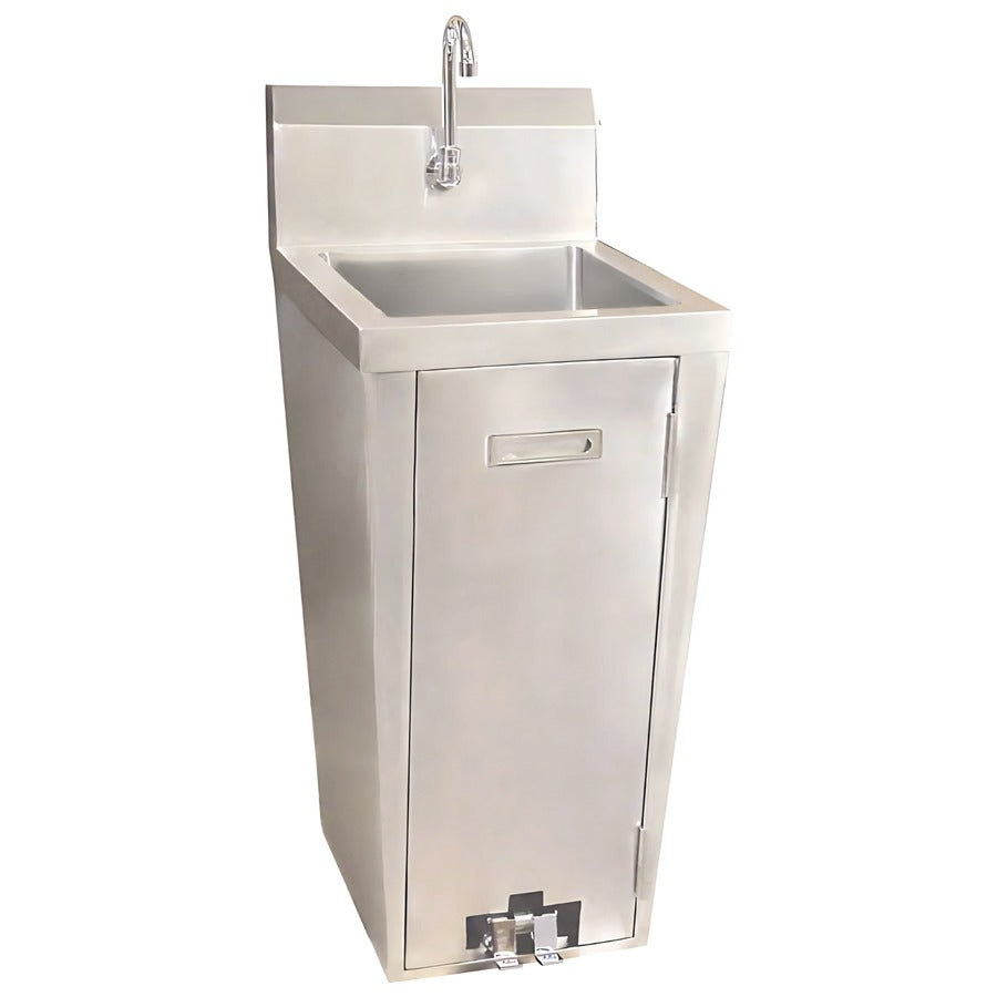 Omcan 23515 16 x 14 In. Bowl Pedestal Hand Sink, Foot Pedal Valve, 34 In. Pedestal