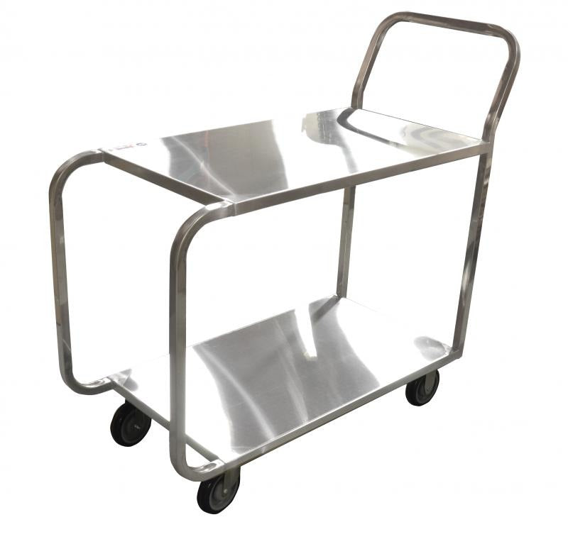 Omcan 23731 44 In. Welded Stainless Steel Stock Cart, 700 lb Capacity, Two Solid Shelves