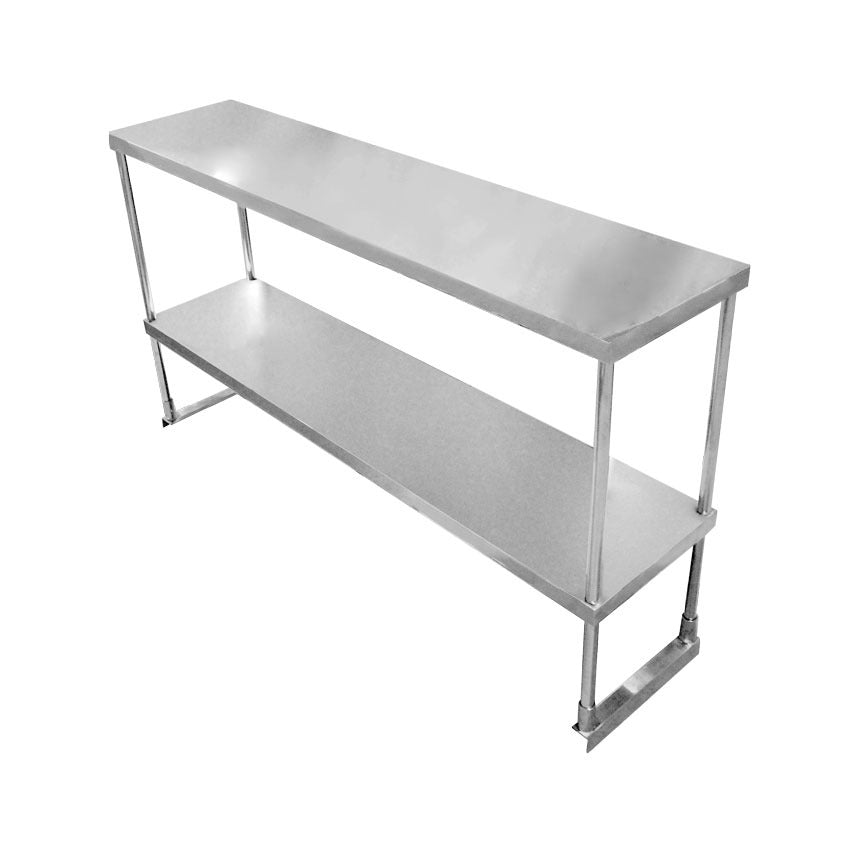 Omcan 23989 60 In. Double Deck Overshelf, 18-Gauge 430 Stainless Steel, Adjustable Bottom Shelf