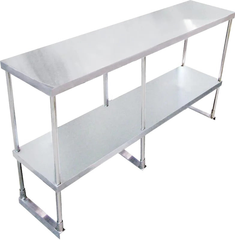 Omcan 23990 72 In. Double Deck Overshelf, 18-Gauge 430 Stainless Steel, Adjustable Bottom Shelf