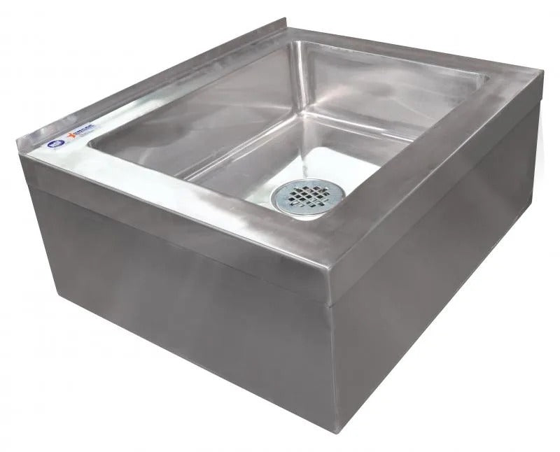 Omcan 24412 25 In. Floor Mop Sink, 20 x 16 x 6 In. Bowl, 16-Gauge 304 Stainless Steel, Drain Basket