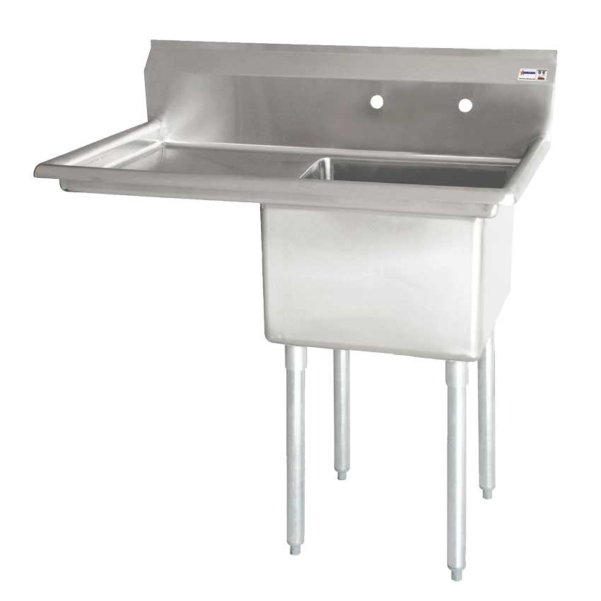 Omcan 25253 51 In. One Compartment Pot Sink, 24 x 24 x 14 In. Bowl, Corner Drain, Left Drain Board