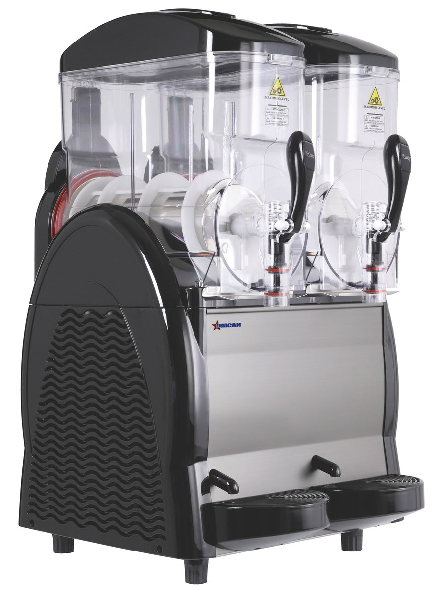 Omcan 26059 6.3 Gal Double Bowl Slush Machine, Frozen and Juice Modes, Digital Controller, LED Lighting