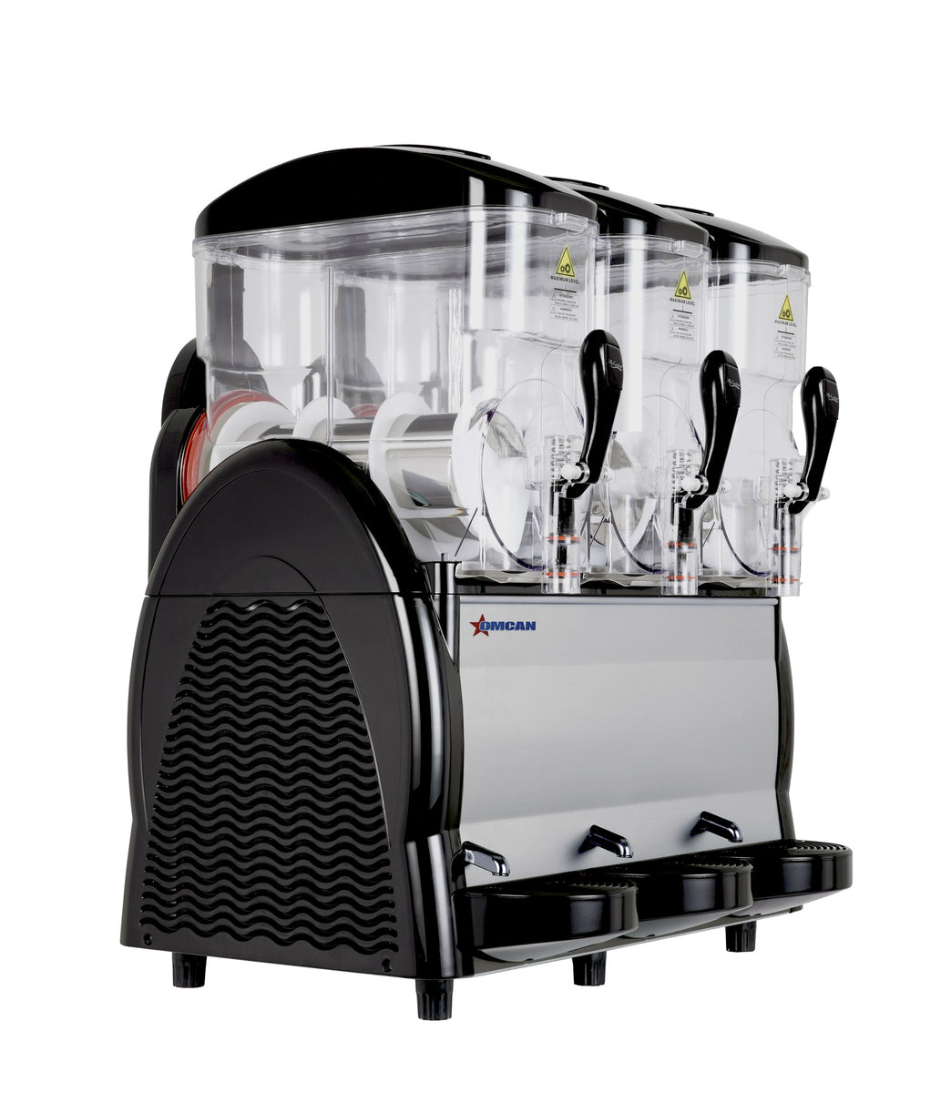 Omcan 26060 9.5 Gal Triple Bowl Slush Machine, Frozen and Juice Modes, Digital Controller, LED Lighting