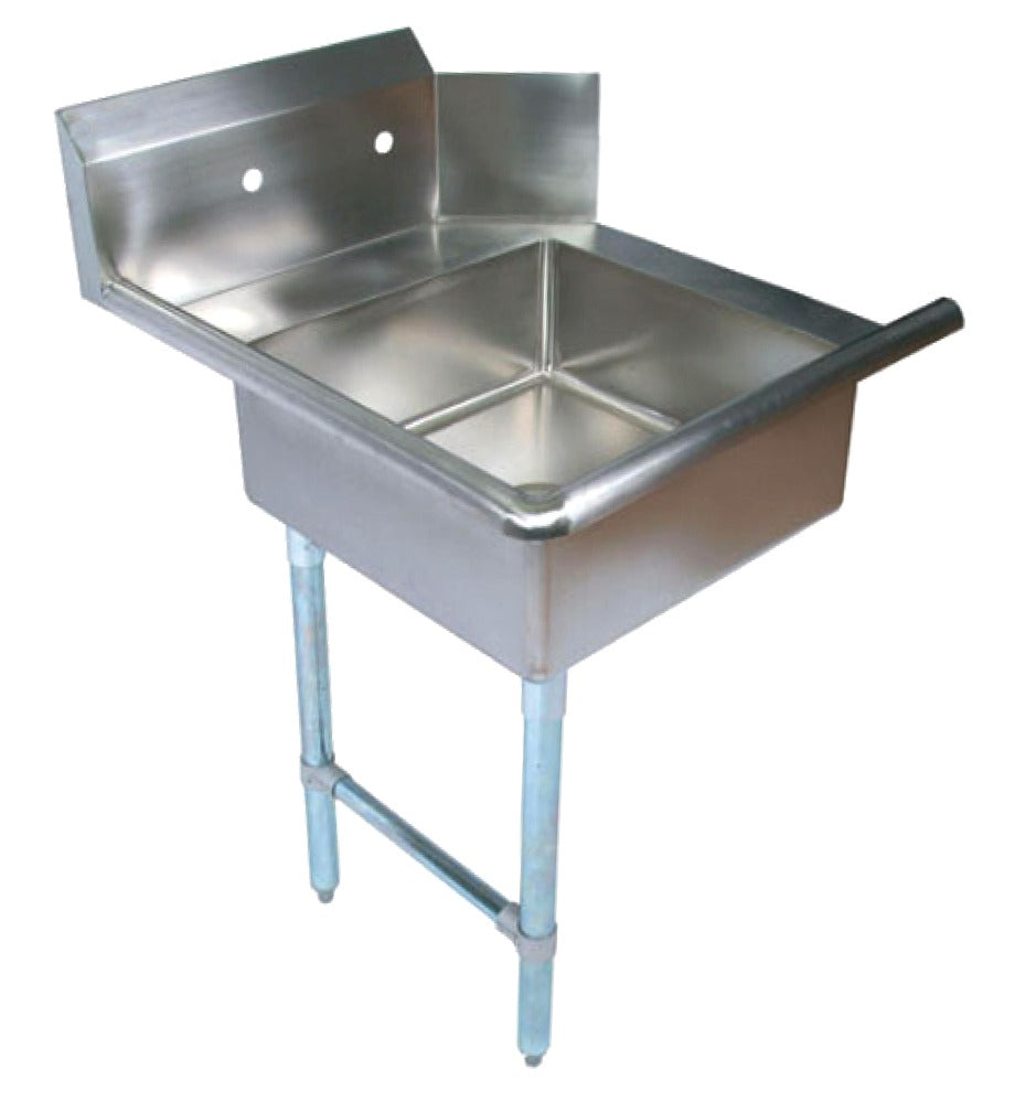 Omcan 28480 26 In. Left Side Soiled Dish Table with Pre-Rinse Sink, 18-Gauge 304 Stainless Steel, 10 In. Backsplash