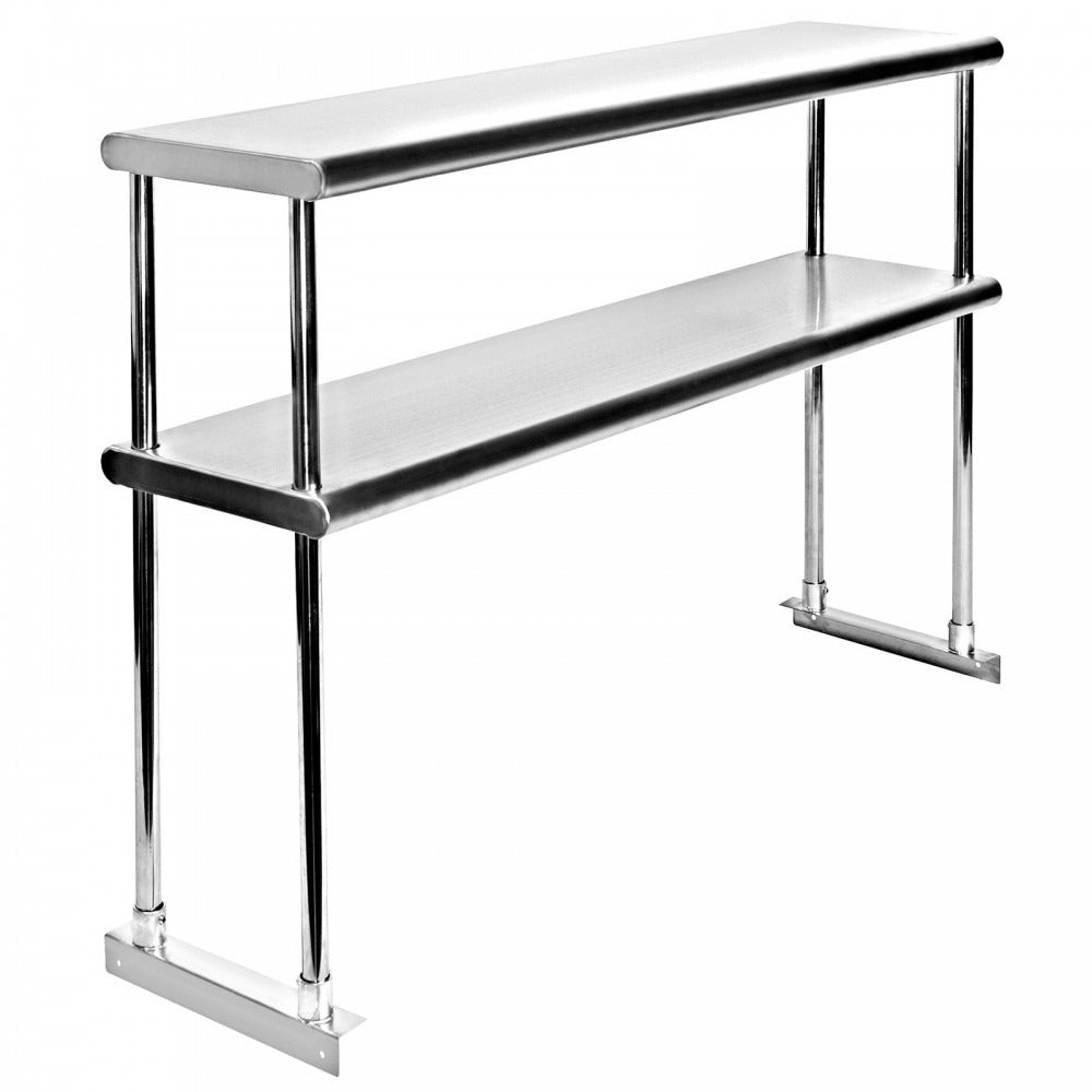 Prepline PDOS-1846 18"W x 46"L Stainless Steel Double Tier Overshelf