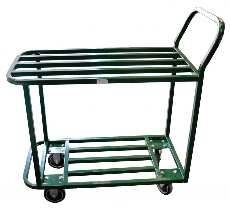 Omcan 31433 36 In. Welded Stock Cart, Slatted Shelves, Green Finish
