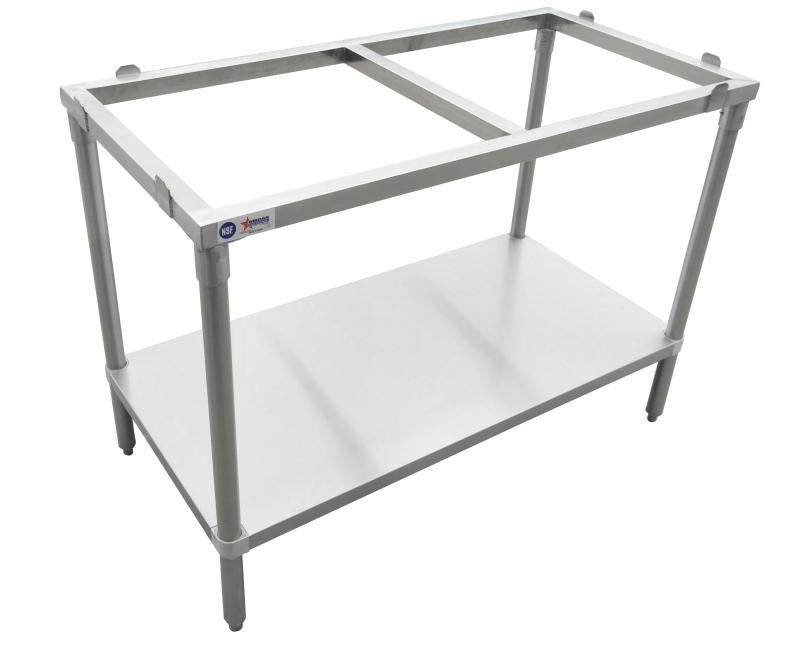 Omcan 40411 48 x 24 In. Poly Top Table Frame, Stainless Steel Undershelf, Board Sold Separately
