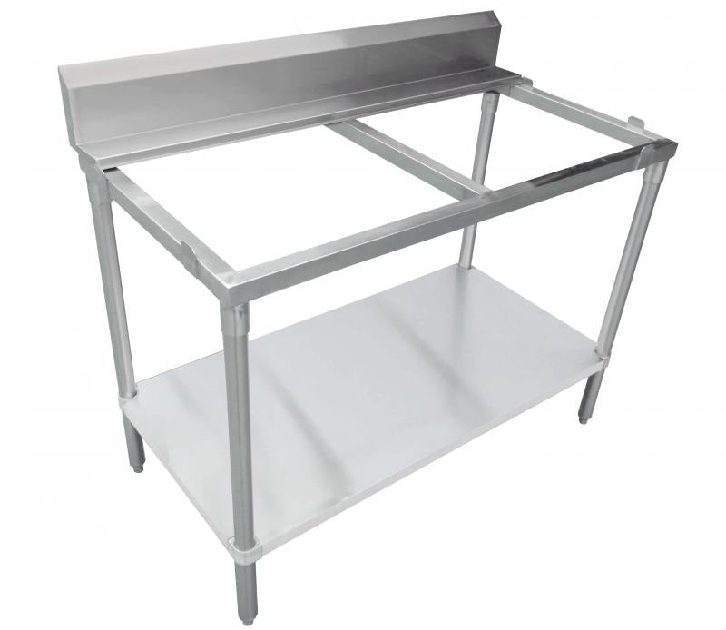 Omcan 41279 60 x 30 In. Poly Top Table Frame, 6 In. Backsplash, Stainless Steel Undershelf, Board Sold Separately
