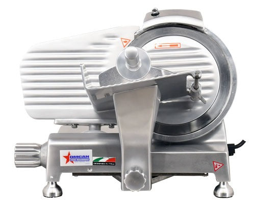 Omcan 41710 9 In. Belt-Driven Meat Slicer, Gravity Feed, Blade Lock, 0.16 HP