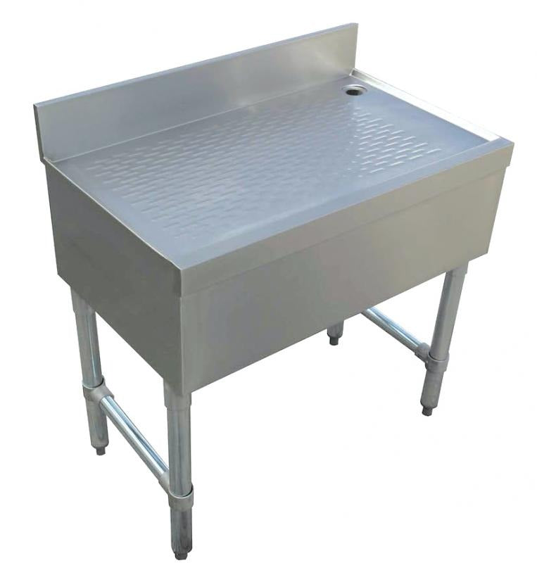 Omcan 43472 24 In. Bar Drainboard, 18-Gauge 304 Stainless Steel, 1 In. IPS Drain Tubing