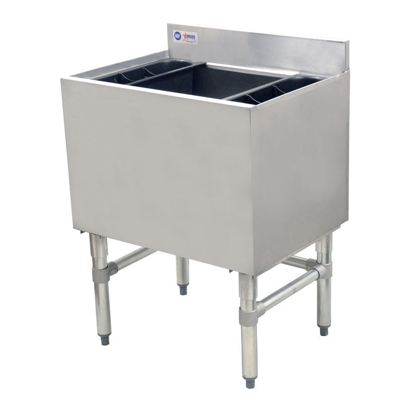 Omcan 43475 24 In. Underbar Ice Bin, 77 lb Ice Capacity, Bottle and Shaker Racks
