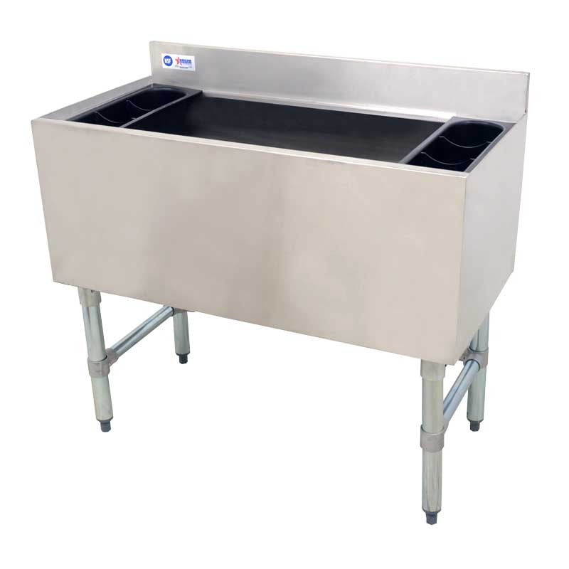 Omcan 43476 36 In. Underbar Ice Bin, 119 lb Ice Capacity, Bottle and Shaker Racks