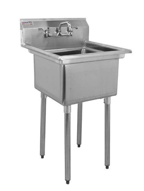 Omcan 43761 23 In. One Compartment Pot Sink, 18 x 18 x 11 In. Bowl, Center Drain, Drain Guard