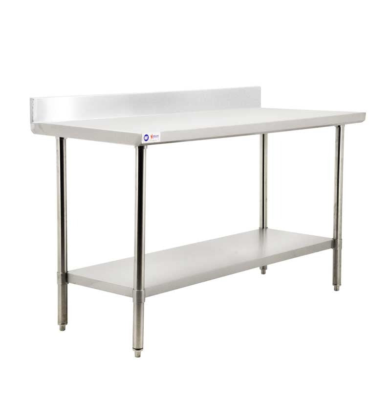 Omcan 44340 24 x 72 In. Stainless Steel Work Table, 4 In. Backsplash, Undershelf