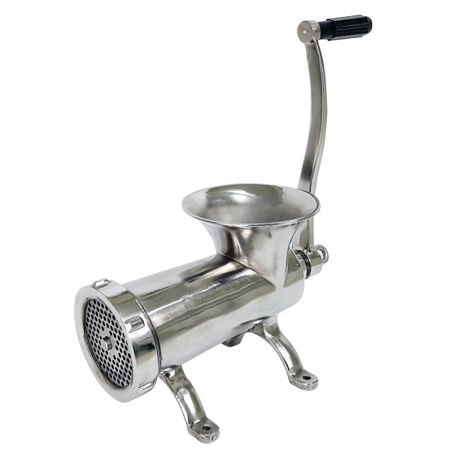 Omcan 44420 #32 Stainless Steel Manual Meat Grinder with 3/16 in Plate and Three Stuffing Tubes
