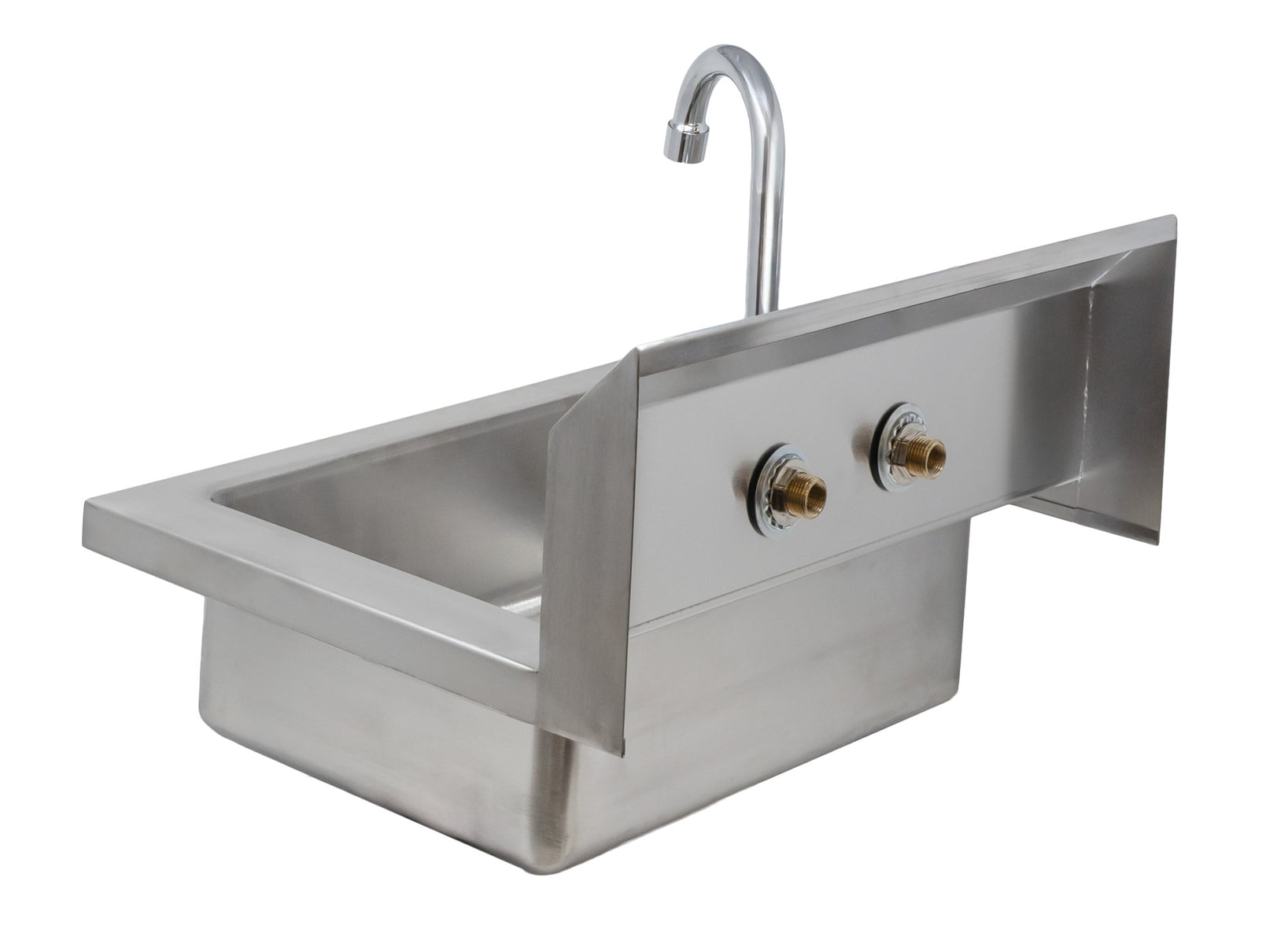 Omcan 44585 18 In. Wall Mount Hand Sink, 14 x 10 In. Bowl, 4 In. Gooseneck Faucet, Drain Basket