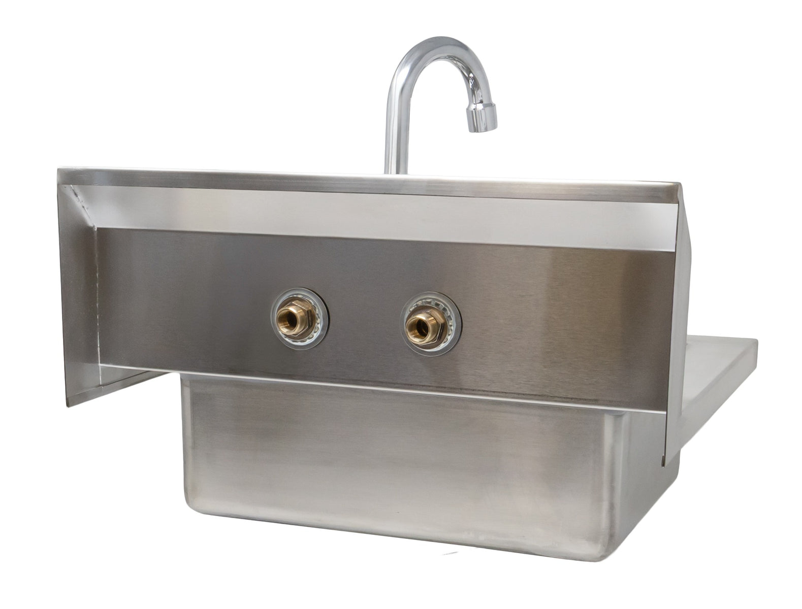 Omcan 44585 18 In. Wall Mount Hand Sink, 14 x 10 In. Bowl, 4 In. Gooseneck Faucet, Drain Basket