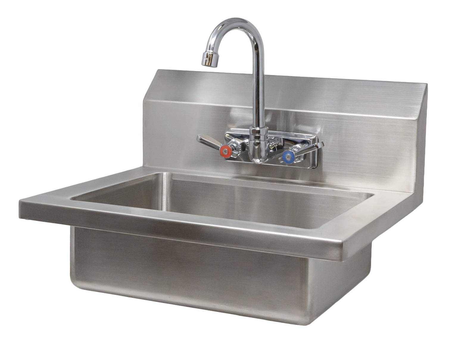 Omcan 44585 18 In. Wall Mount Hand Sink, 14 x 10 In. Bowl, 4 In. Gooseneck Faucet, Drain Basket