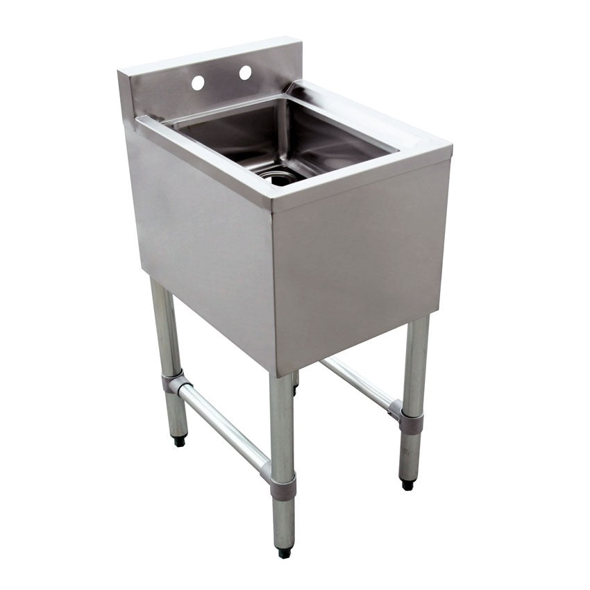 Omcan 44600 15 In. One Compartment Underbar Sink, 10 x 14 x 10 In. Bowl, 3 In. Backsplash