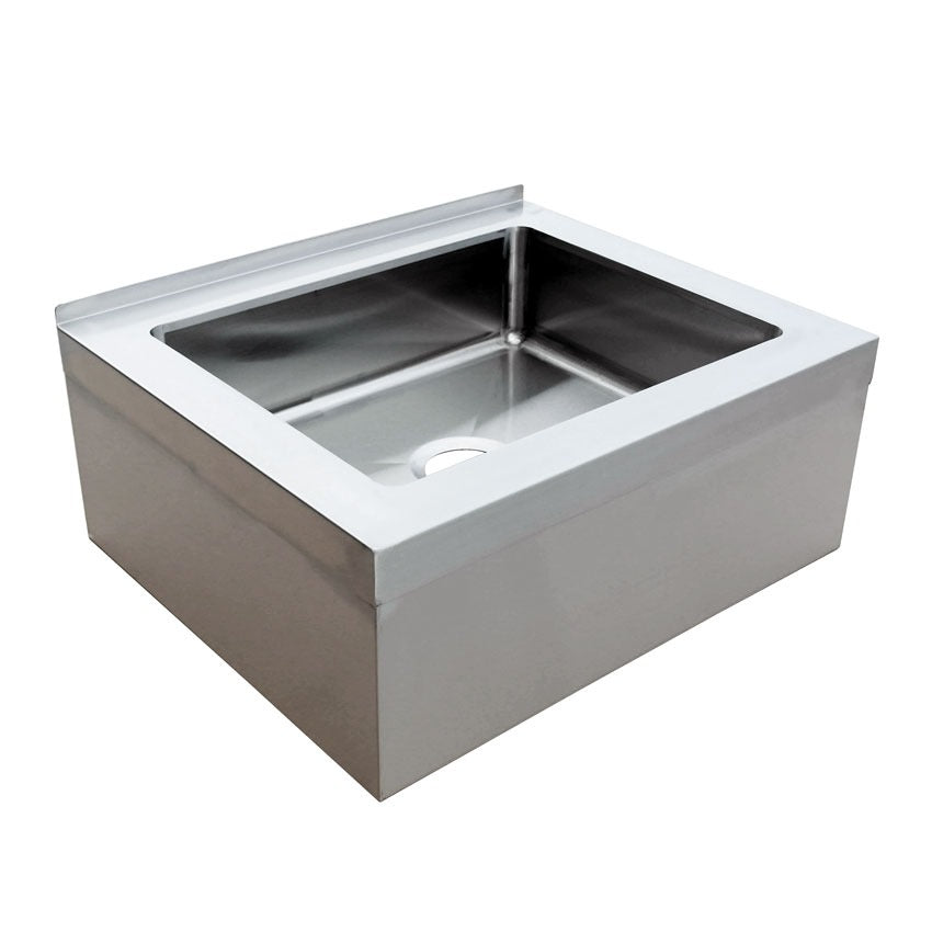 Omcan 44605 33 In. Floor Mop Sink, 28 x 20 x 6 In. Bowl, 16-Gauge 304 Stainless Steel, Drain Basket