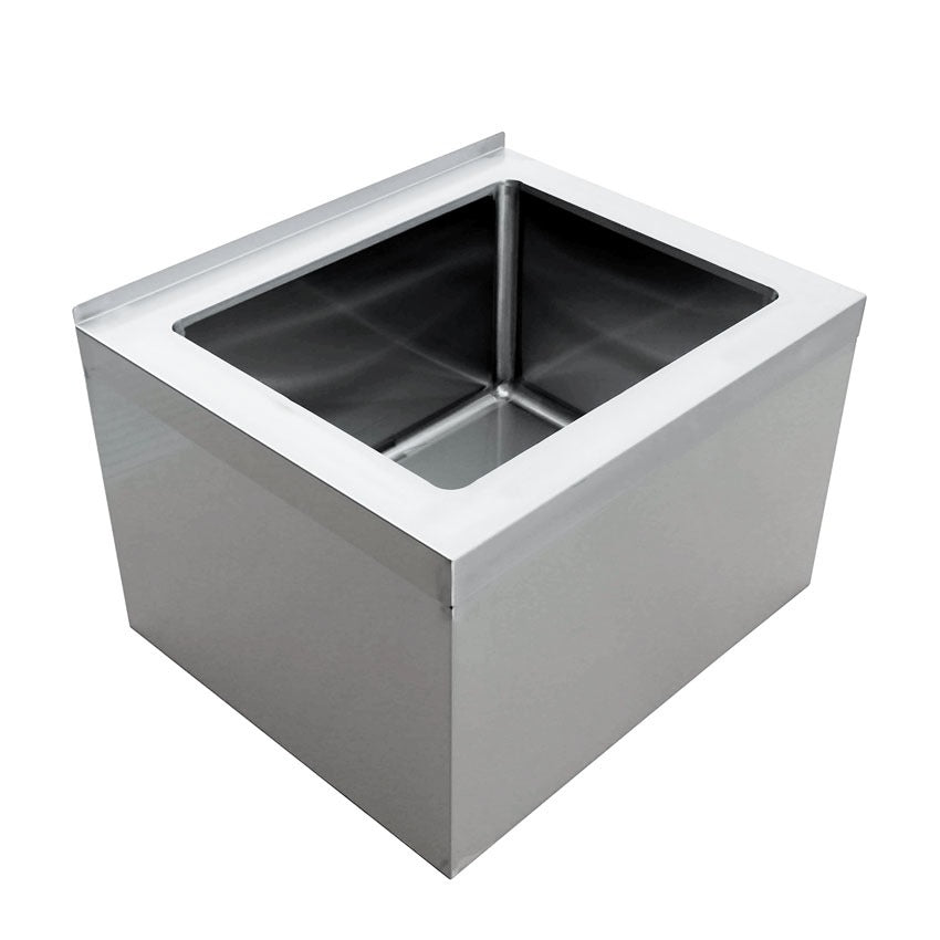 Omcan 44606 25 In. Floor Mop Sink, 20 x 16 x 12 In. Deep Bowl, 16-Gauge 304 Stainless Steel, Drain Basket