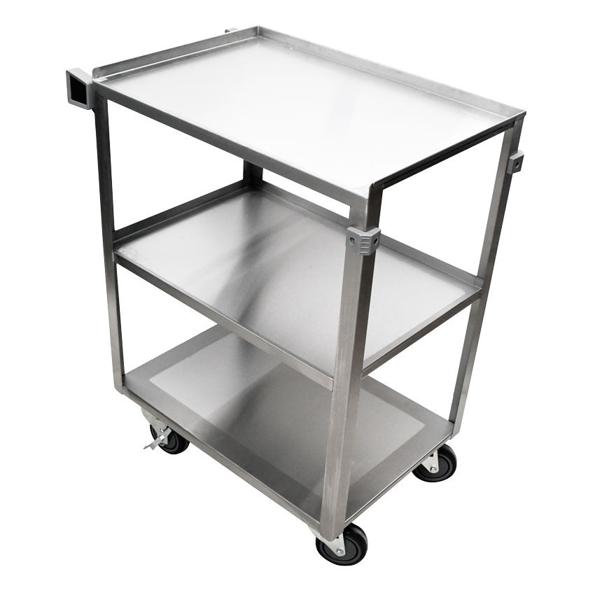Omcan 44697 27.5 In. Stainless Steel Welded Utility Cart, 3 Shelves, 400 lb Load Rating