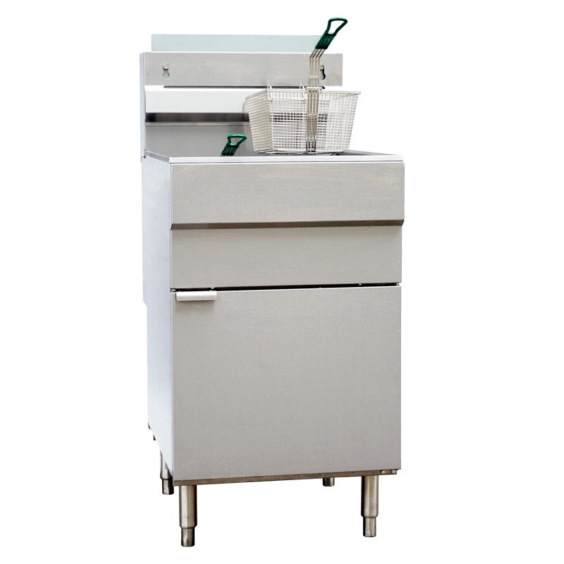 Omcan 46020 21 In. Propane Floor Fryer, 70 Lb Oil Capacity, 150,000 BTU, Two Baskets