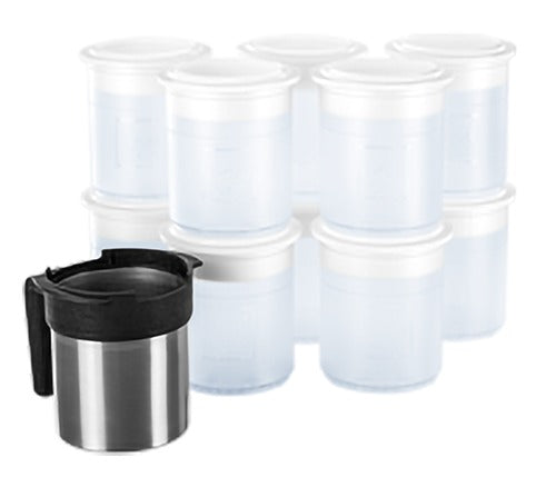 Omcan 46701 Pacojet Pacotizing Beaker Set of 10 with Chrome Steel Protective Outer Beaker