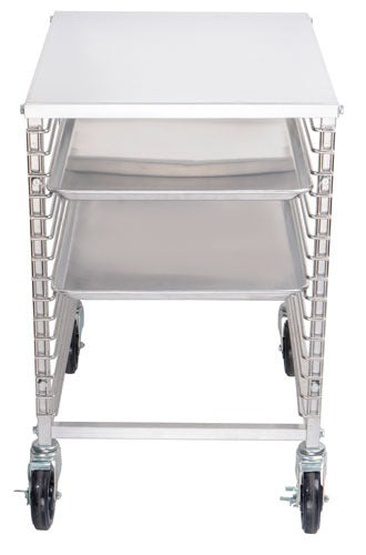Omcan 46800 15-Slide Aluminum Counter Height Bun Pan Rack, End Load, Solid Flat Top