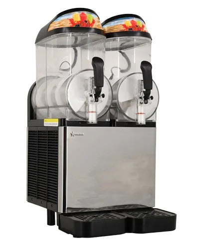 Omcan 47082 Double 3.2 Gal Bowl Slush Machine, Stainless Steel Front, Independent Augers, Adjustable Thermostat