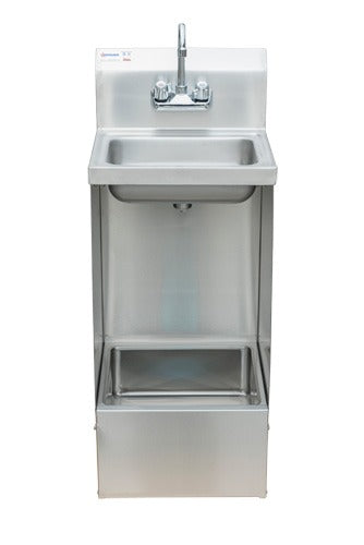 Omcan 47246 17 In. Hand Sink and Floor Mop Sink Combination, Gooseneck Faucet, 8 In. Backsplash
