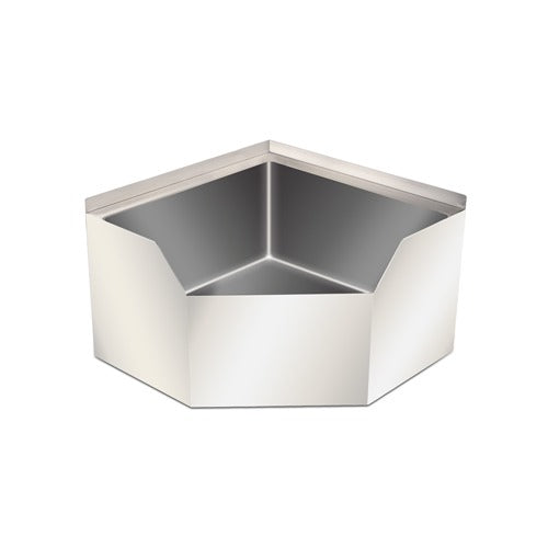 Omcan 47470 26-1/2 In. Corner Floor Mop Sink, 24 x 24 x 12 In. Bowl, 16-Gauge 304 Stainless Steel, Drain Basket