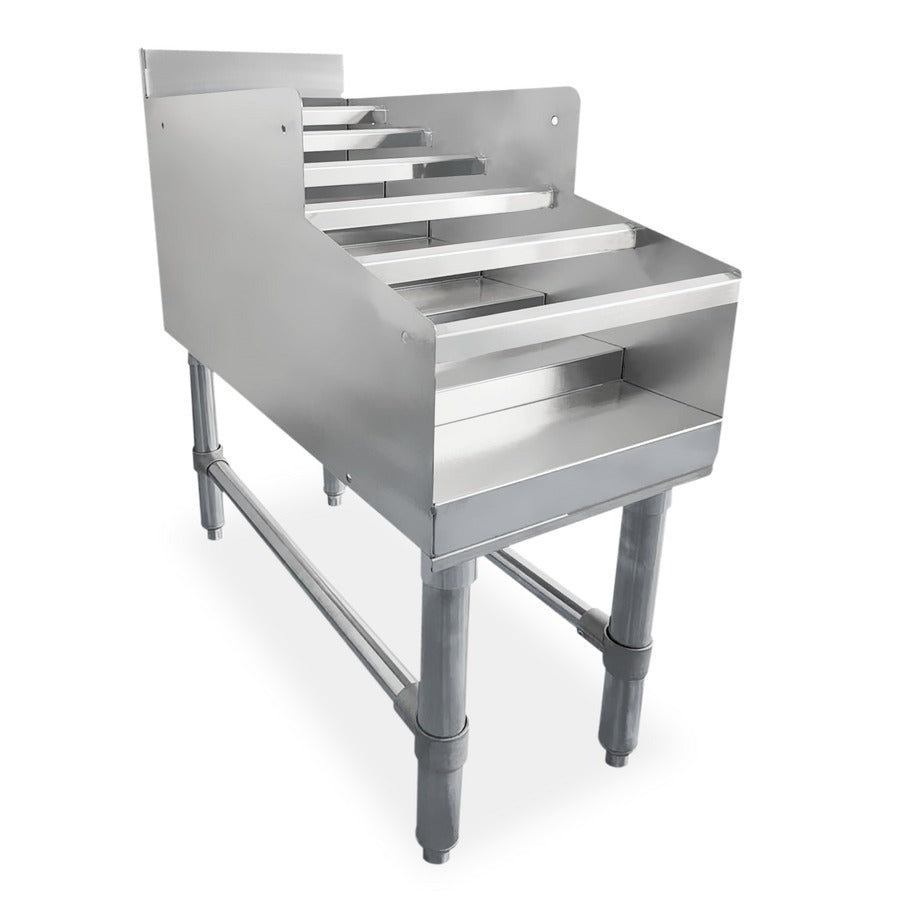 Omcan 47522 24 In. Liquor Display Rack, 304 Stainless Steel, 3 In. Backsplash