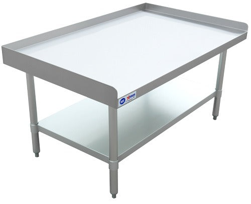 Omcan 47697 48 In. All Stainless Steel Equipment Stand, 430 Top and Undershelf, Adjustable Feet