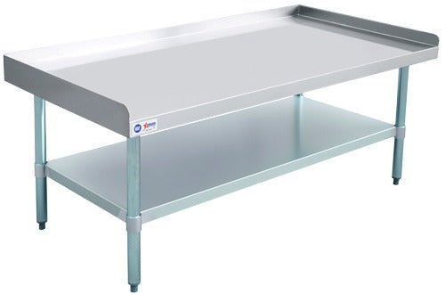 Omcan 47698 60 In. All Stainless Steel Equipment Stand, 430 Top and Undershelf, Adjustable Feet