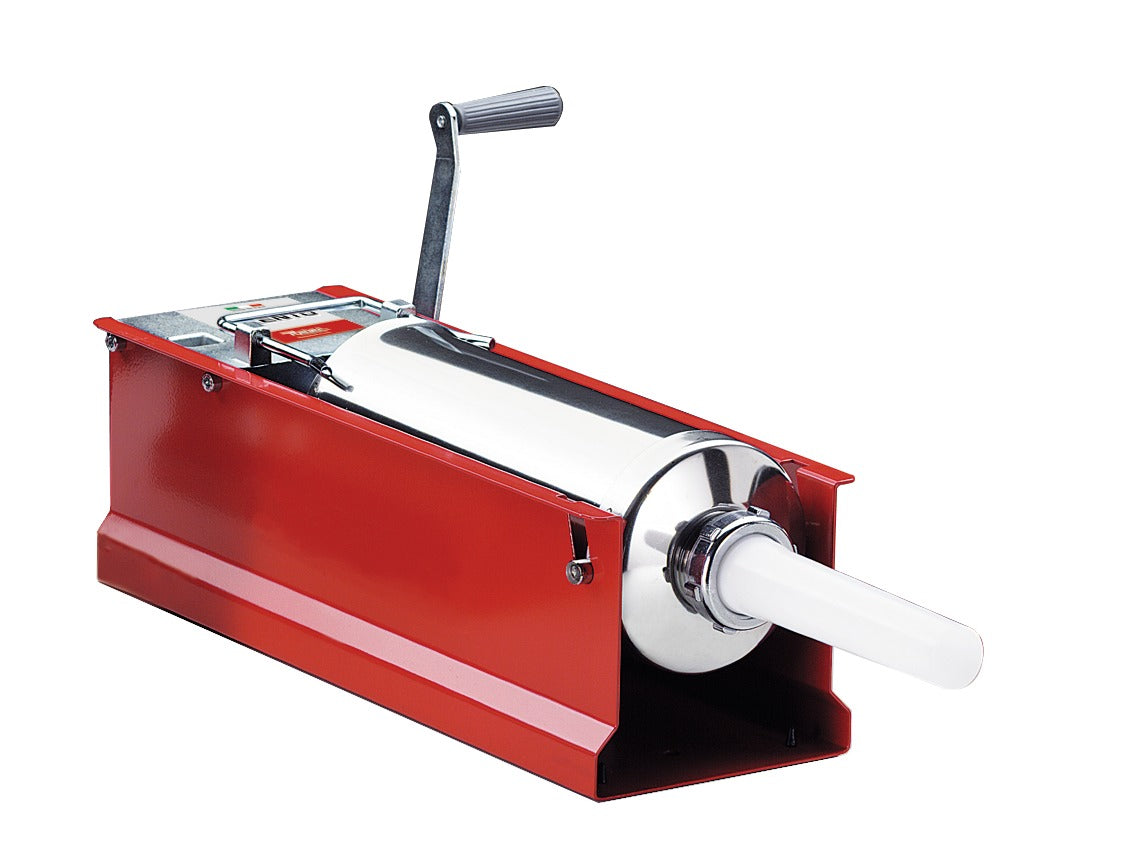 Omcan 47715 11 lb Trento Manual Sausage Stuffer, Two-Speed Horizontal Gear Drive, Red