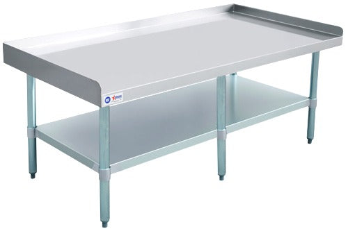 Omcan 47993 60 In. Equipment Stand, 430 Stainless Steel Top, Galvanized Undershelf and 6 Legs