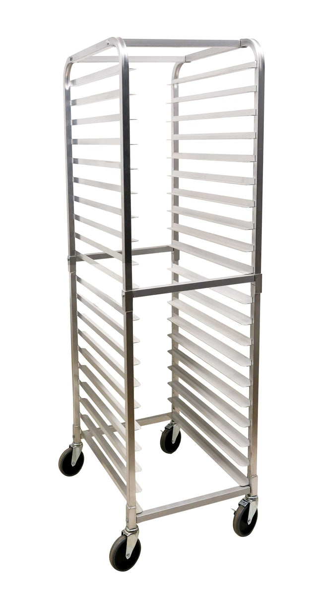 Omcan 48059 20-Slide Aluminum Bun Pan Rack, 3 In. Spacing, Curved Top, Half Cut Knockdown