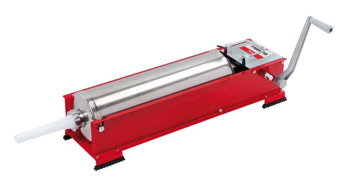 Omcan 48163 26 lb Trento Manual Sausage Stuffer, Two-Speed Horizontal Direct Drive, Red