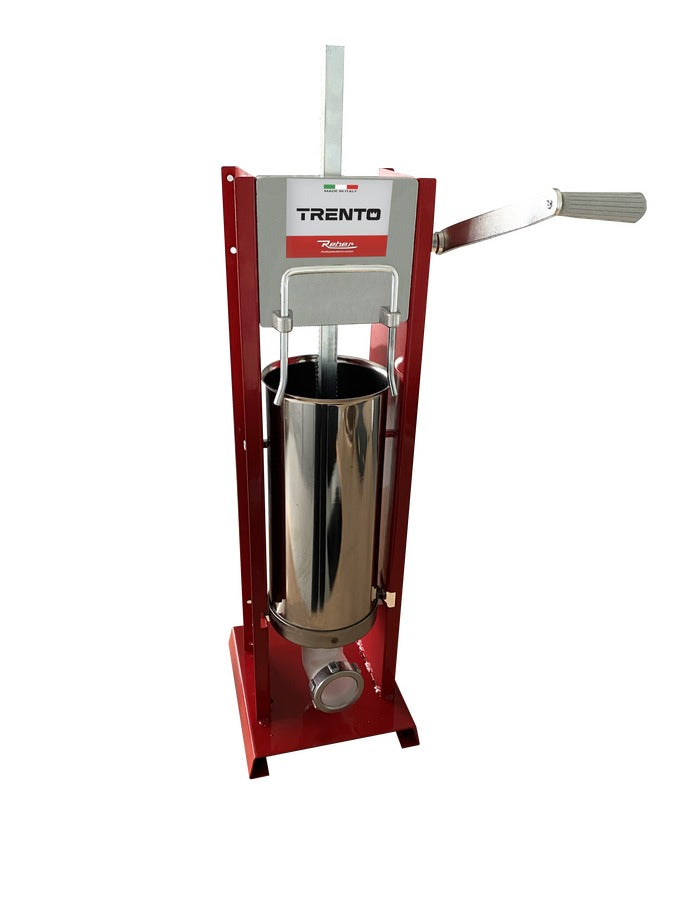 Omcan 48167 11 lb Vertical Manual Sausage Stuffer, Two-Speed Gear Drive, Red Enameled Steel
