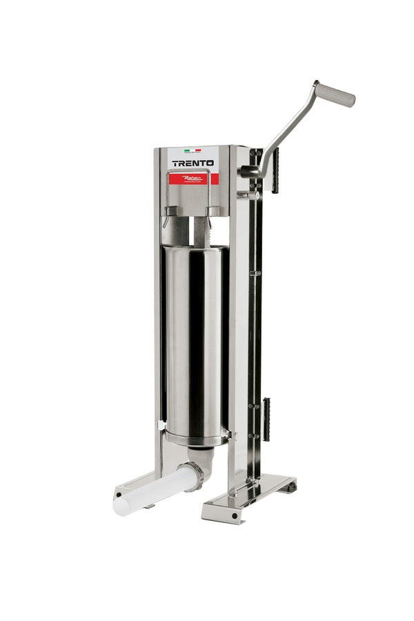 Omcan 48168 15.4 lb Vertical Manual Sausage Stuffer, Two-Speed Gear Drive, Stainless Steel Sides