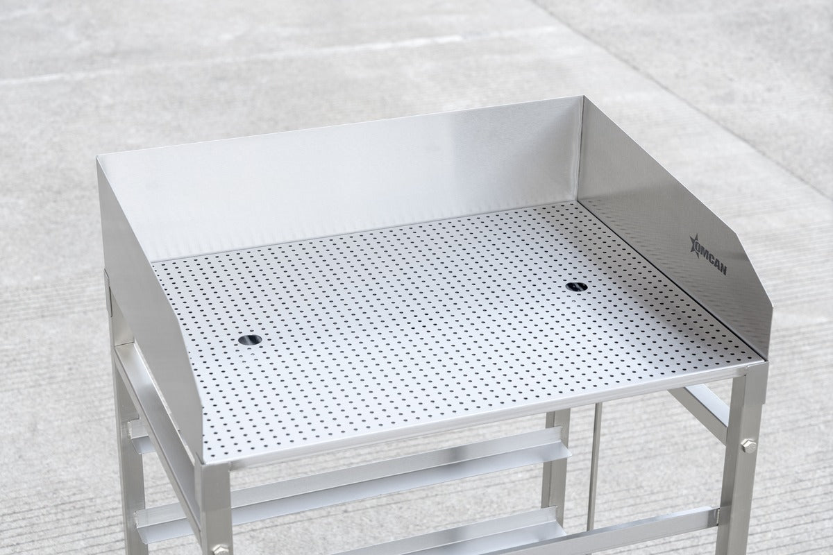 Omcan 48179 24 In. Stainless Steel Fry Dump Station, Perforated Top, 5-Level Pan Slide Rack