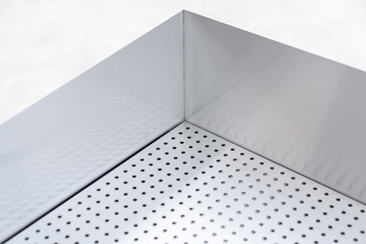 Omcan 48179 24 In. Stainless Steel Fry Dump Station, Perforated Top, 5-Level Pan Slide Rack