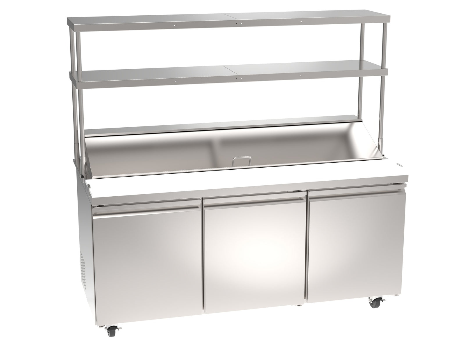 Omcan 48198 71 In. Double Deck Overshelf, 18-Gauge 304 Stainless Steel, for Prep Table 50048