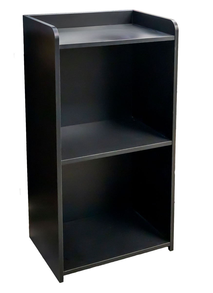 Omcan 48221 24.5 Inch Black Hostess Station with Adjustable Shelf and Lockable Casters